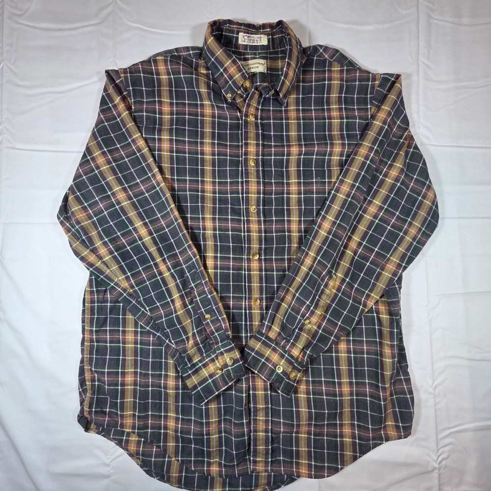 Vintage Tournament Arrow Mens Large Chevella Plaid Button Down Shirt Long Sleeve